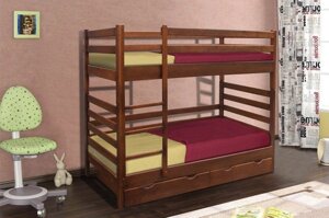 Двоярусне дитяче ліжко з ящиками з масиву сосни Засоня 90 Мікс меблі, колір на вибір