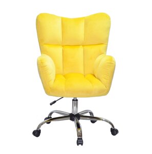 Крісло офісне на колесах OLIVER CH-OFFICE оксамит жовтий B-1027
