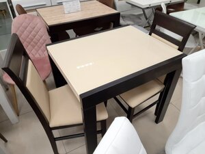 Скляний стіл на кухню Слайдер + скло Fusion Furniture, колір венге, колір скла ваніль RAL 1013