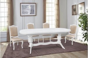 Великий обідній стіл для кухні і вітальні в класичному стилі Гетьман Мікс меблі, колір білий