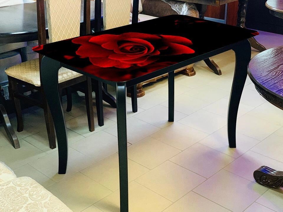 Скляний стіл для кухні з малюнком ДКС Класик-4 Антонік, колір на вибір - наявність