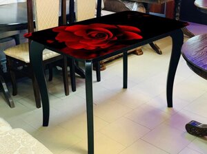 Скляний стіл для кухні з малюнком ДКС Класик-4 Антонік, колір на вибір