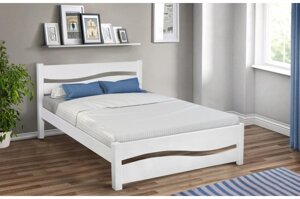 Ліжко двоспальне з масиву сосни Хвиля 160х200 Мікс меблі, колір білий