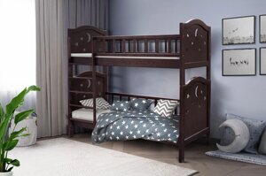Двоярусне дитяче ліжко з масиву сосни Троя Мікс меблі, колір на вибір