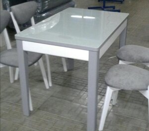 Стіл кухонний скляний Фішер Fusion Furniture, колір сірий + біле скло