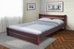 Ліжко двоспальне з масиву сосни Глорія Мікс меблі, колір темний горіх