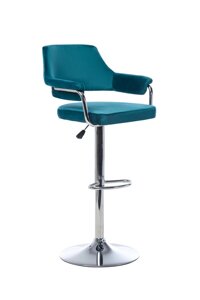 Барний стілець на хромованій ніжці B-91 Vetro, оббивка велюр колір лазурний