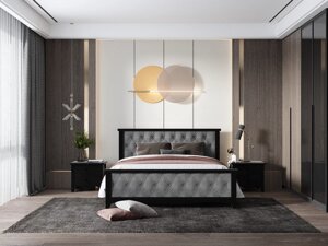Ліжко дерев'яне з м'яким узголів'ям Модена ArtWood, колір венге