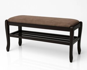 Банкетка дерев'яна Гармонія 90 з полицею Fusion Furniture, колір венге + тканина амелі какао