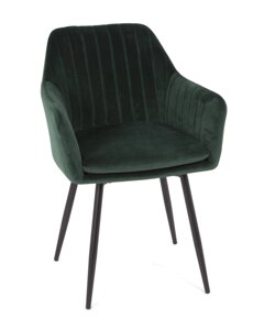 Крісло м'яке з підлокітниками на металевих ніжках для дому / офісу в сучасному стилі VITO оксамит, колір зелений OR-