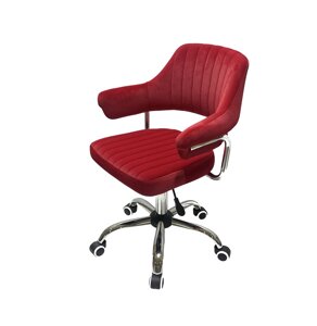 Офісне крісло на коліщатках з оксамитовою оббивкою червоного кольору JEFF CH - OFFICE B-1016