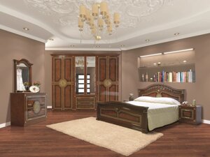 Спальня в класичному стилі з художнім розписом Діана 6Д Світ меблів, колір піно горіх