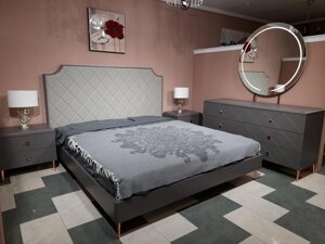Ліжко в сучасному стилі TOLEDO Sof (Толедо ), колір сірий темний матовий