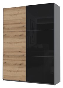 Шафа купе Doros G-Caiser Графіт / Дуб Евок 1 ДСП / 1 Скло / 3 частини 180х60х240 (42005015)