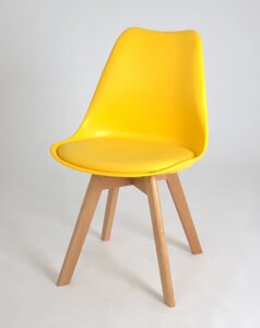 Стілець пластиковий на дерев'яних ніжках для дому / офісу / кафе Milan , жовтий 14