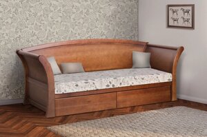 Ліжко односпальне з масиву вільхи Адріатика з ящиками Мікс меблі, колір на вибір