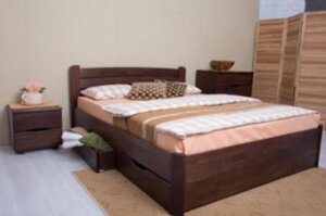 Ліжко двоспальне дерев'яне з ящиками Софія Мікс меблі, колір на вибір