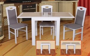 Кухонний стіл трансформер Мілан з каменем Модуль люкс, колір білий