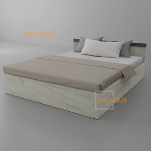 Ліжко двоспальне без вкладки СИМПЛ Neman, колір Дуб Крафт білий