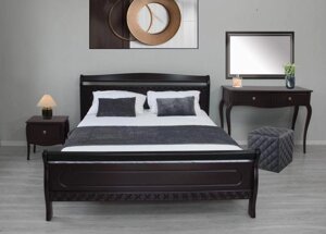 Ліжко двоспальне з масиву вільхи Вікторія Evrodim, колір горіх темний
