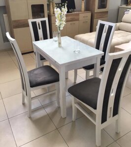 Стіл розкладний для кухні зі скляною стільницею Ажур Fusion Furniture, колір білий / скло УФ 15 265