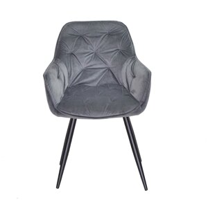 Крісло м'яке з підлокітниками в сучасному стилі на металевих ніжках CHIC BK, оксамит кольору сірий PH-852 BK