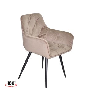 М'яке крісло SARA 180* поворотне, оббивка оксамит, колір бежевий PH - 610 , колір ніжок на вибір