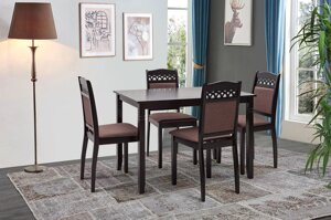 Обідній комплект Бродвей стіл+4 стільця нерозкладний Мікс меблі, колір венге-шоколад