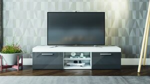 Тумба під телевізор в сучасному стилі Сільвер 2 ЛасКаво Світ меблів , колір німфея альба/сірий глянець