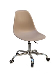 Крісло офісне на колесах комп'ютерний пластиковий стілець Nik Office, колір бежевий 08