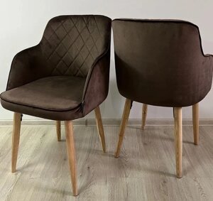 Крісло м'яке на дерев'яних ніжках Луна Jm, колір коричневий