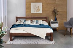 Ліжко двоспальне з масиву сосни АГАТ, Мікс меблі, колір горіх