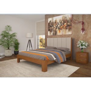 Ліжко дерев'яне з м'яким узголів'ям Венеція ArtWood, вільха