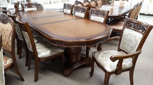 Великий обідній стіл в стилі барокко DM-P66Ext Olberg, колір горіх