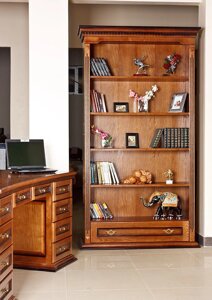 Шафа книжкова відкрита з масиву дерева для вітальні / кабінету в класичному стилі Медея 1,2 РКБ-Меблі, колір на вибір
