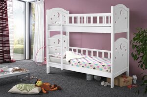 Двоярусне дитяче ліжко з масиву сосни ТОСКАНА (філенка) Мікс меблі, колір білий