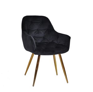Крісло м'яке з підлокітниками на металевих ніжках для дому / офісу CHIC GD оксамит, колір чорний PH - 606