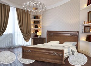 Ліжко двоспальне в класичному стилі з масиву вільхи Шопен Мікс меблі , колір на вибір