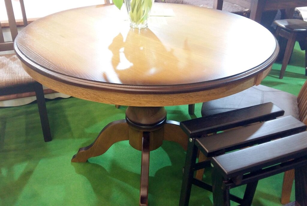 Круглий розкладний стіл в класичному стилі з масиву ясеня Креон Roomer. IN , колір горіх + патина - гарантія