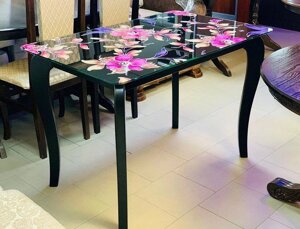 Скляний стіл для кухні з малюнком ДКС Класик Антонік, колір на вибір