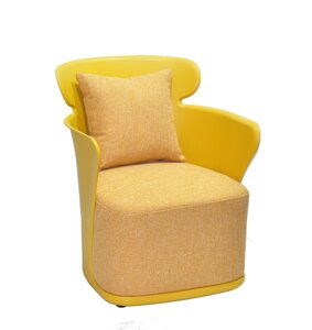 Крісло в скандинавському стилі для відпочинку пластикове з м'яким сидінням і подушкою Onder mebli Elin , колір жовтий 11