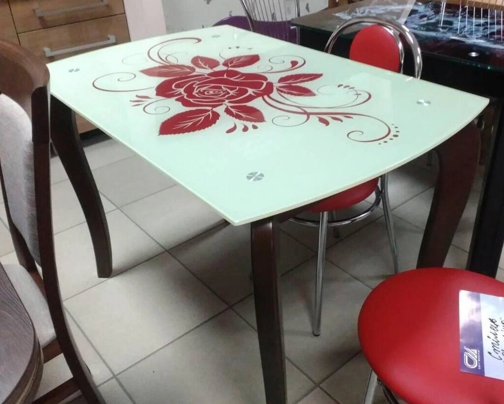 Стіл обідній зі скляною стільницею ДКС Класик-4 Антонік, колір на вибір - роздріб