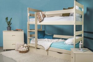 Ліжко двоярусне дерев'яне Ясна з ящиками Мікс меблі