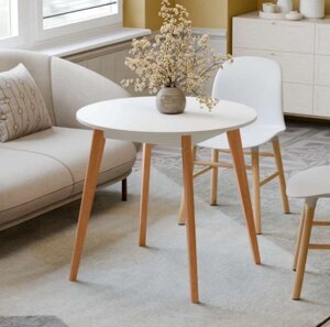 Стіл круглий нерозкладний Neman БОН 880х880 Білий / лак