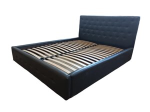 Ліжко з м'яким наголов'ям із підіймальним механізмом Амбасодор 160х200, Вектор колір аляска 05 сіра