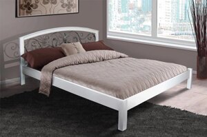 Ліжко двоспальне дерев'яне з ковкою на спинці Джульєтта Мікс меблі, колір білий