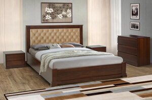 Дерев'яне ліжко півтораспальне Арізона з підйомною рамою 120 Мікс меблі , колір горіх / темний горіх / білий