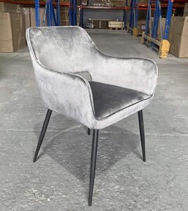 Крісло м'яке вельвет в стилі модерн для дому та офісу Valentino (Валентино) 2219 X Evrodim, колір сірий