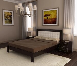 Ліжко дерев'яне з м'яким узголів'ям Більбао ArtWood, колір венге