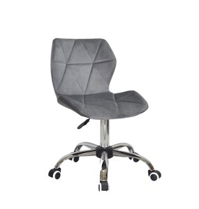 Офісне крісло на коліщатках з оксамитовою оббивкою сірого кольору TORINO CH- OFFICE В-1034